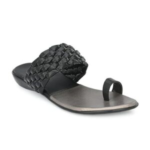 Women's Slipon Back Open Ring Toe Upper Piped Braided Design Round Toe